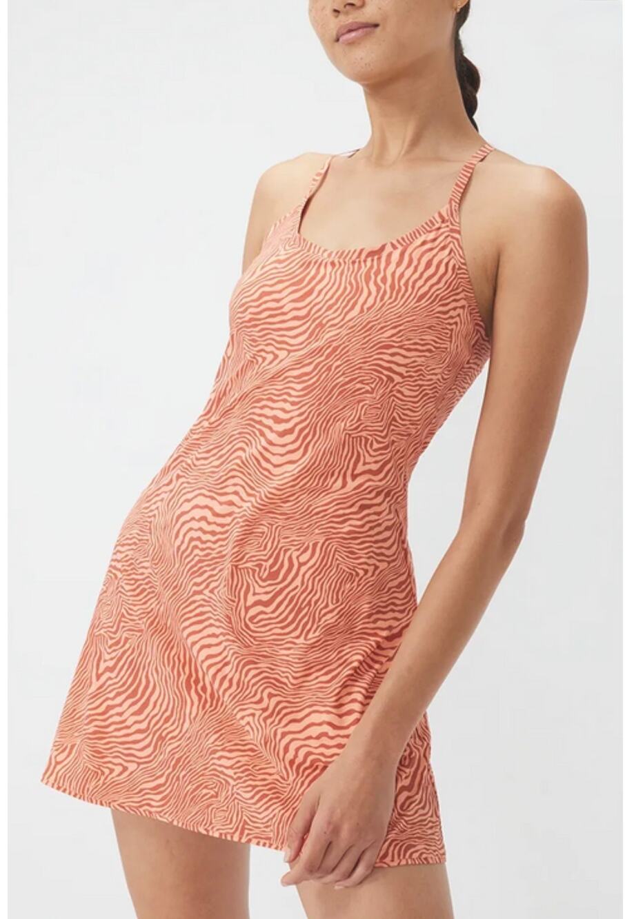 Outdoor Voices Women's Melon Zebra The Exercise Sleeveless Mini Dress Size M